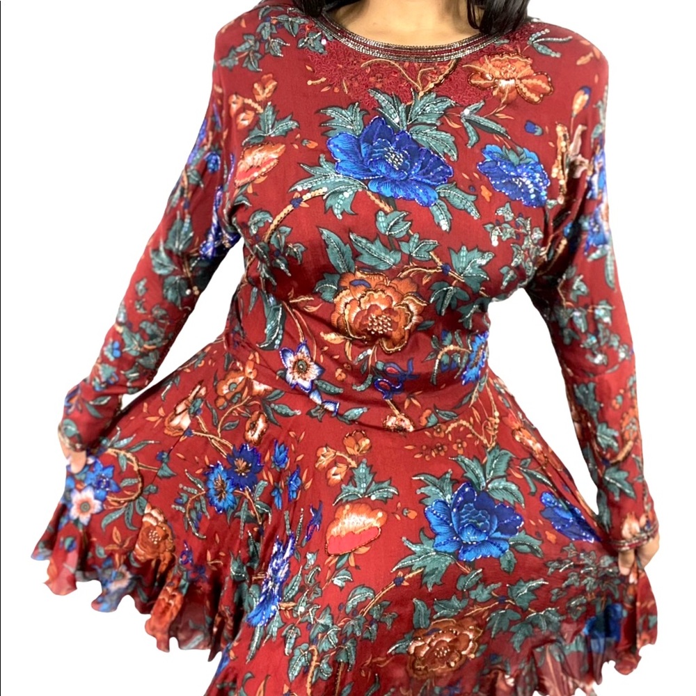 Vintage sequin beaded silk dress